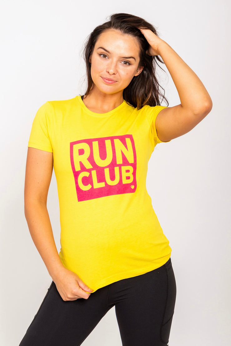 Exclusive Yellow & Pink Run Club Organic Slim Fit T-Shirt