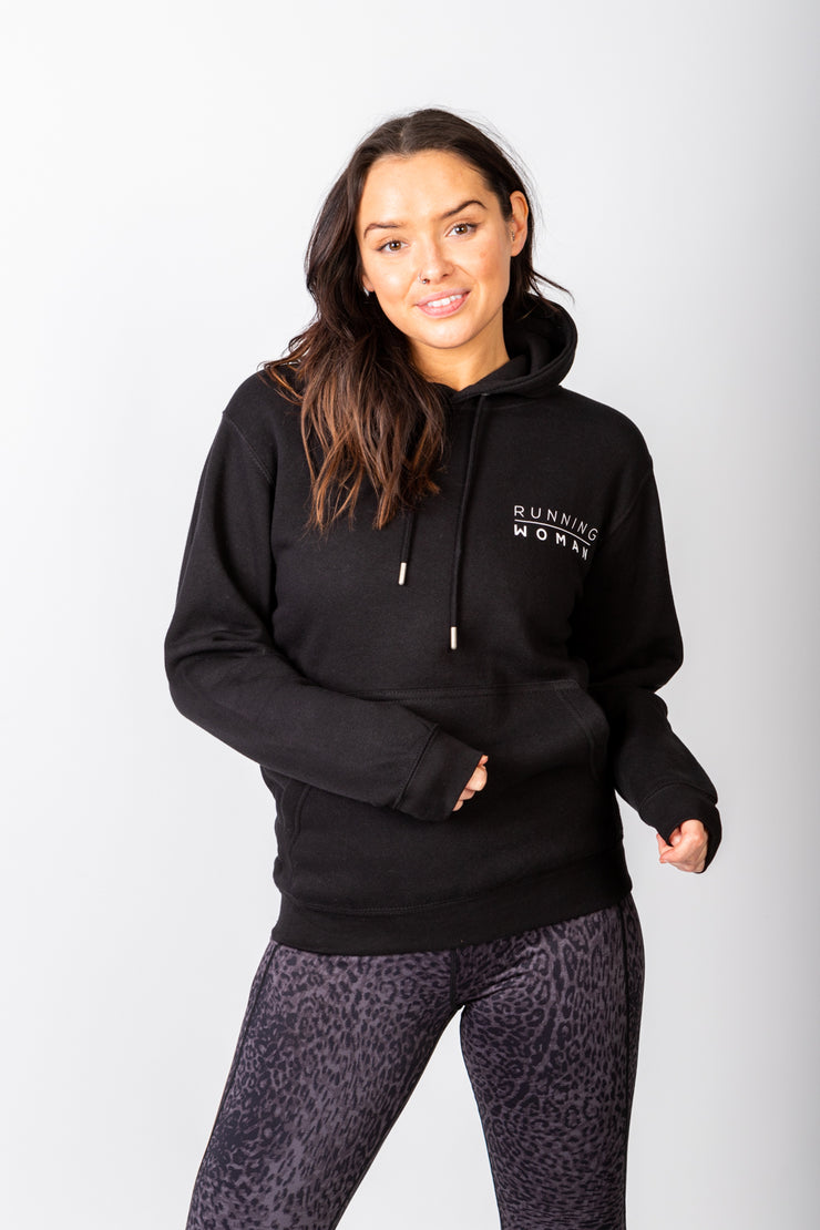 Exclusive Black Running Woman Subtle Hoodie