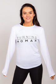 Exclusive white Running Woman long-sleeve top