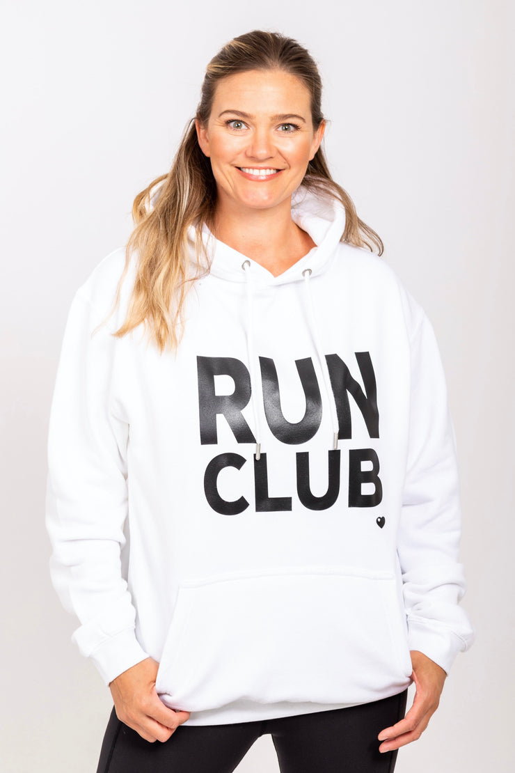 Exclusive white & black Run Club hoodie