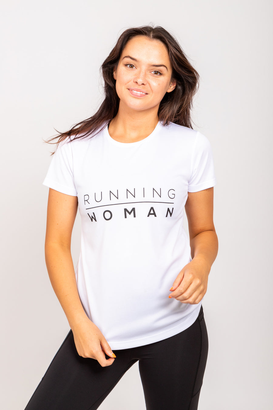 Exclusive white Running Woman T-Shirt