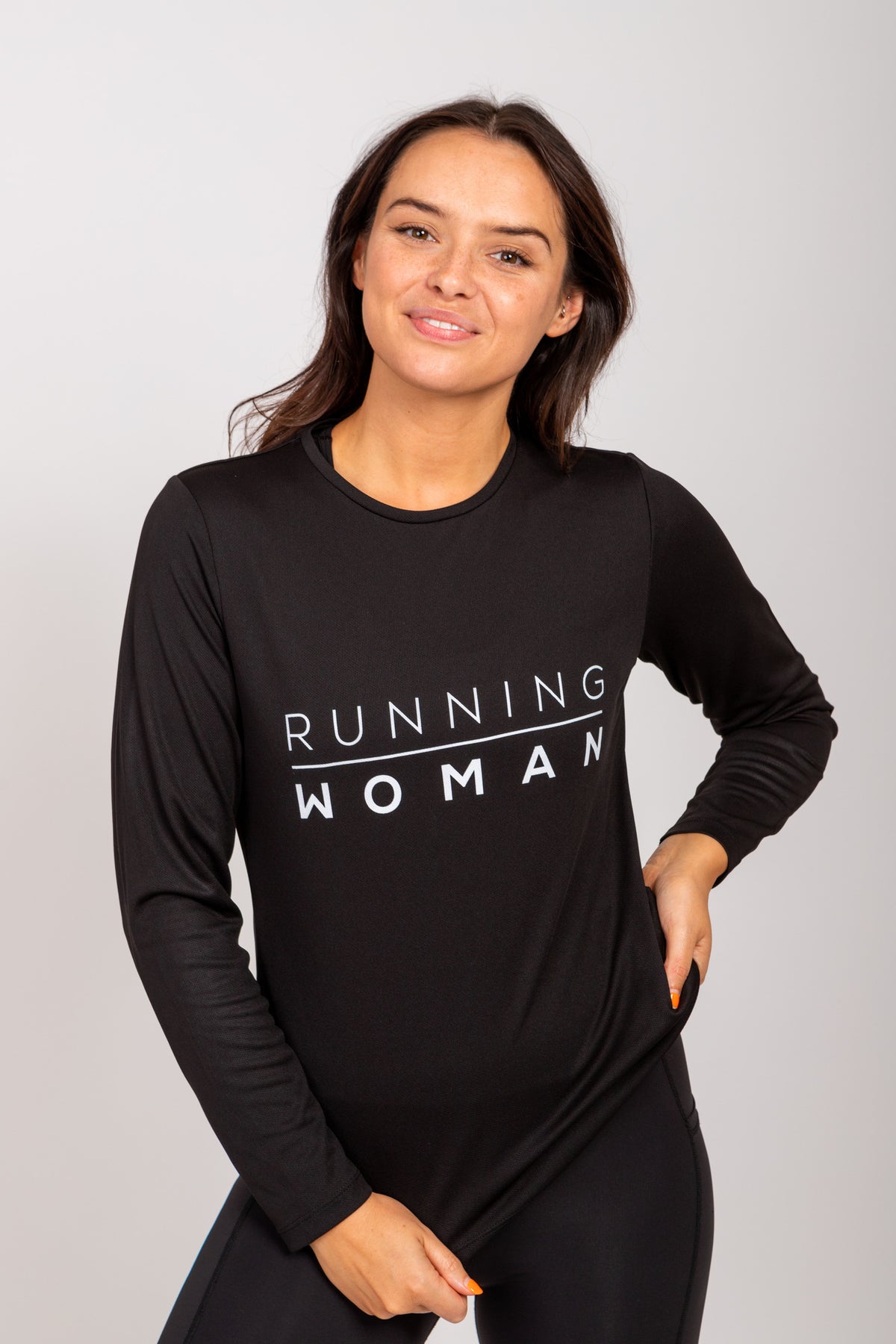Exclusive black Running Woman long-sleeve top
