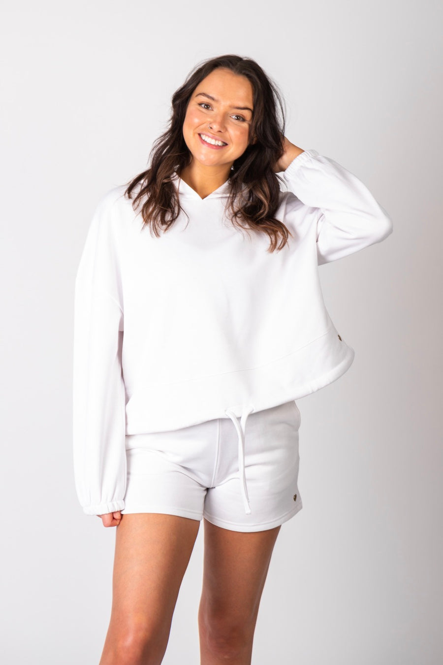 Exclusive White Run Club Cropped Hoodie