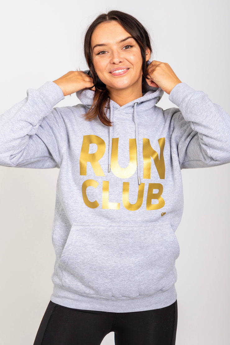 Exclusive grey & gold Run Club hoodie