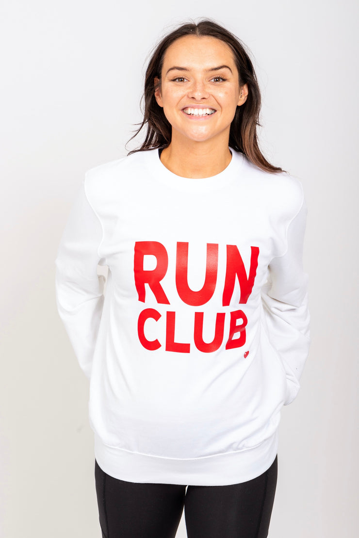 Exclusive white & red Run Club sweatshirt