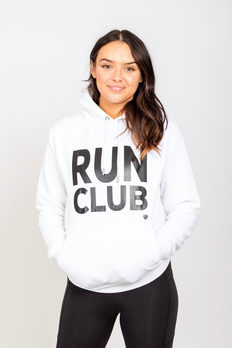 Exclusive white & black Run Club hoodie