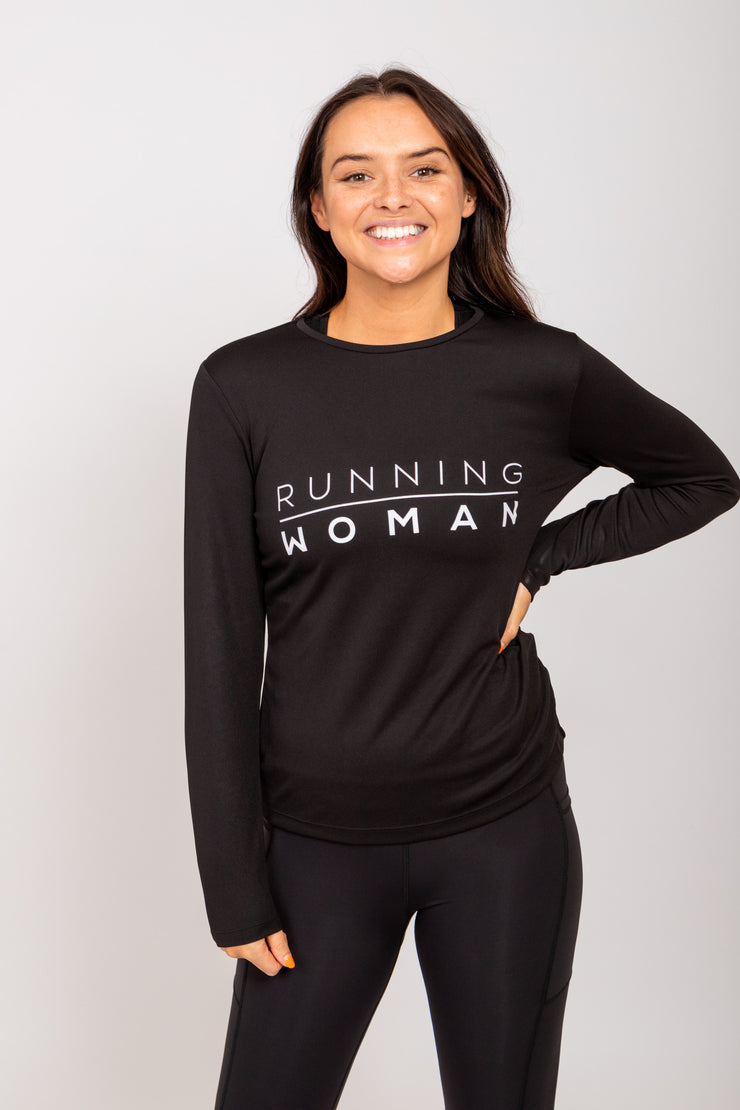 Exclusive black Running Woman long-sleeve top