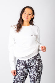 Exclusive white Running Woman subtle sweatshirt