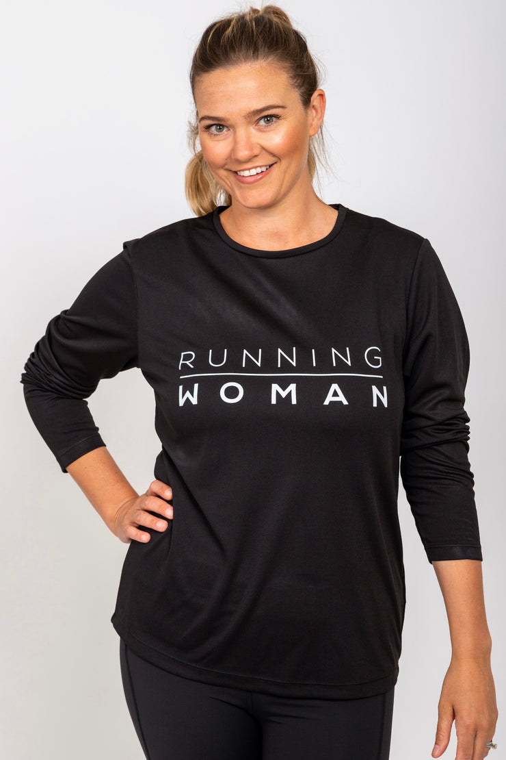 Exclusive black Running Woman long-sleeve top