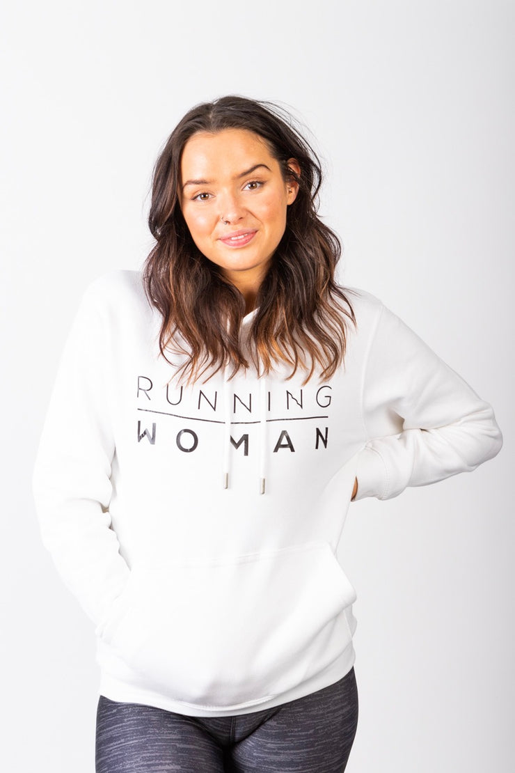 Exclusive White Running Woman Hoodie