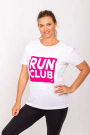 Exclusive White & Pink Run Club Organic Slim Fit T-Shirt