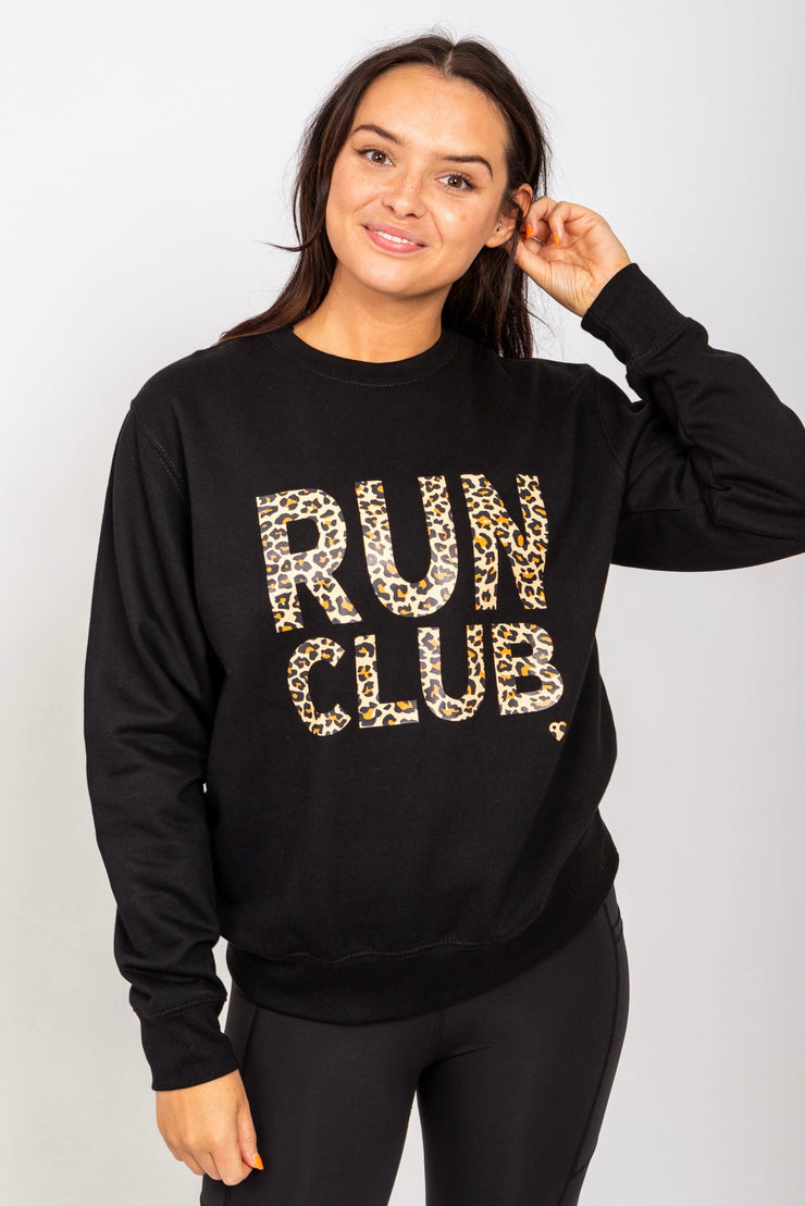 Exclusive black & leopard print Run Club sweatshirt