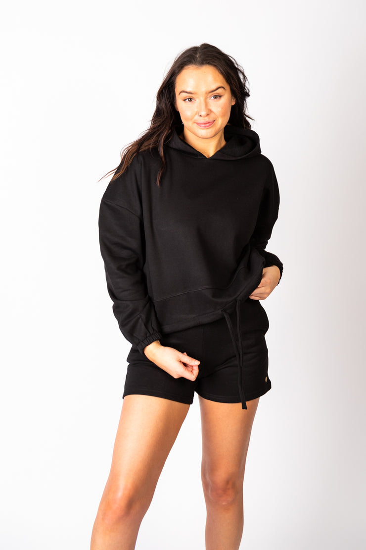 Exclusive Black Run Club Cropped Hoodie