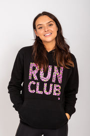 Exclusive black & pink leopard print Run Club hoodie