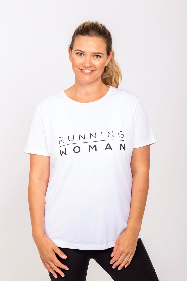 Exclusive white Running Woman T-Shirt