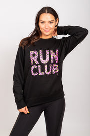 Exclusive black & pink leopard print Run Club sweatshirt