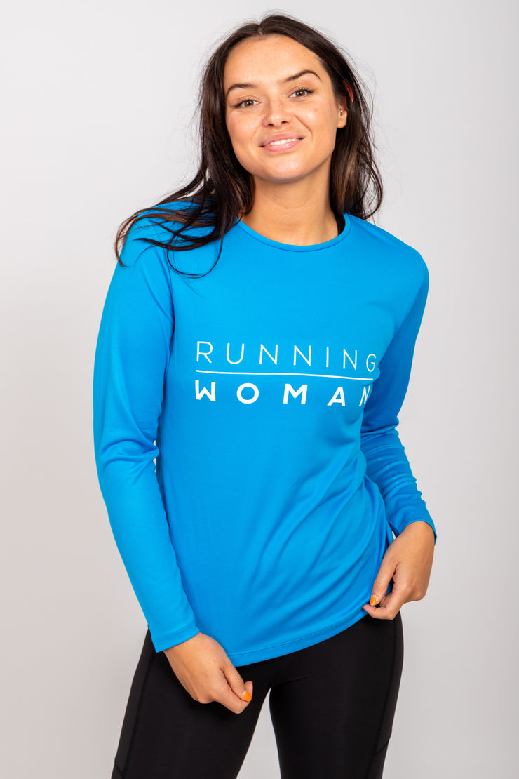 Exclusive Sapphire Blue Running Woman long-sleeve top