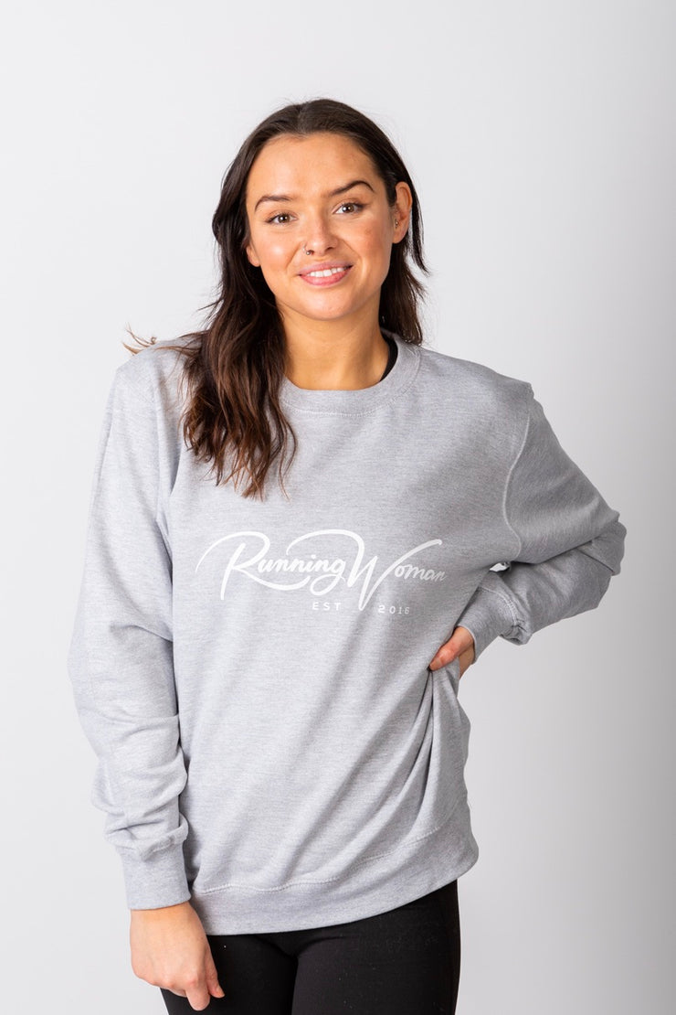 Exclusive grey & white Running Woman Signature sweatshirt