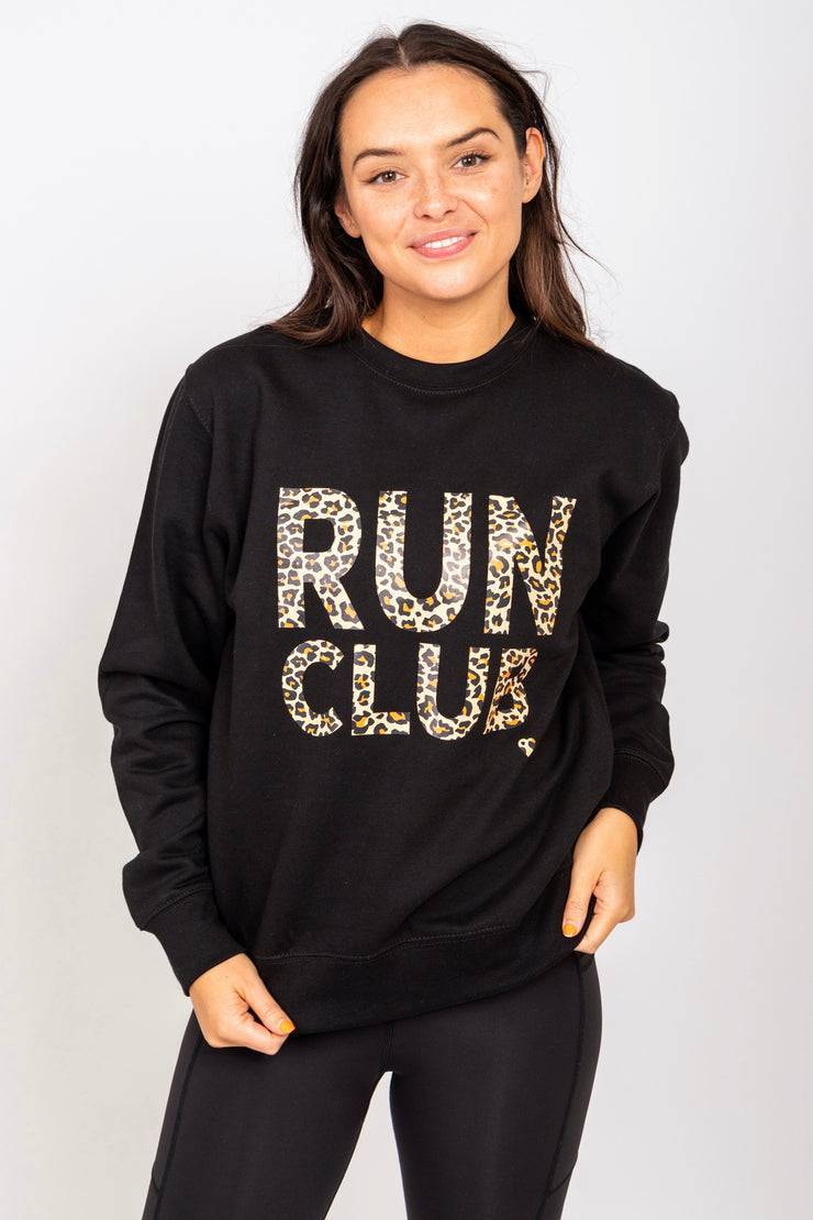 Exclusive black & leopard print Run Club sweatshirt