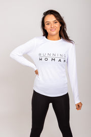 Exclusive white Running Woman long-sleeve top