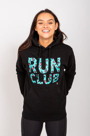 Exclusive black & green leopard print Run Club hoodie