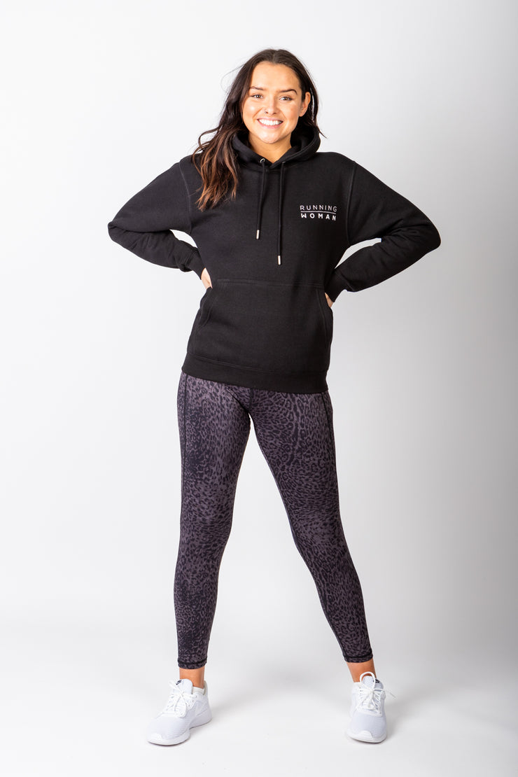 Exclusive Black Running Woman Subtle Hoodie