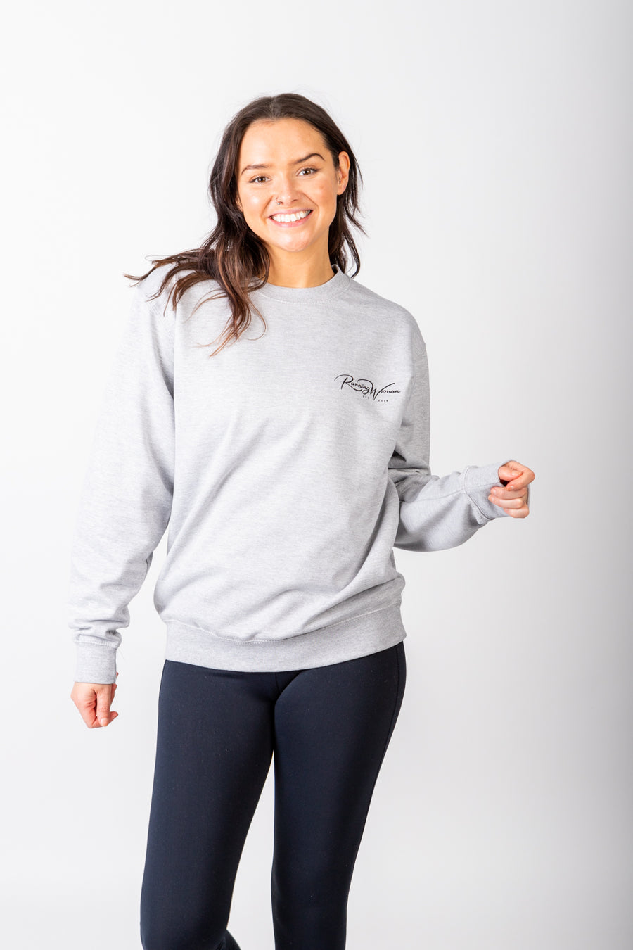 Exclusive grey & black Running Woman subtle Signature sweatshirt