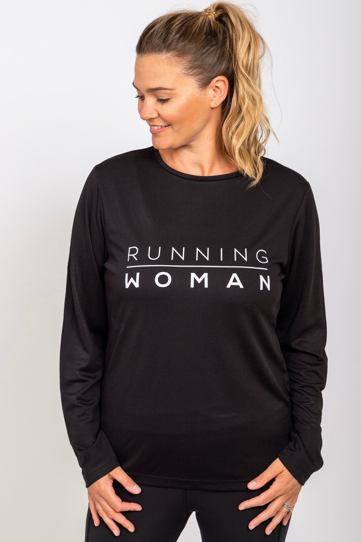 Exclusive black Running Woman long-sleeve top
