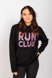 Exclusive black & pink leopard print Run Club hoodie