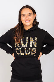 Exclusive black & leopard print Run Club hoodie
