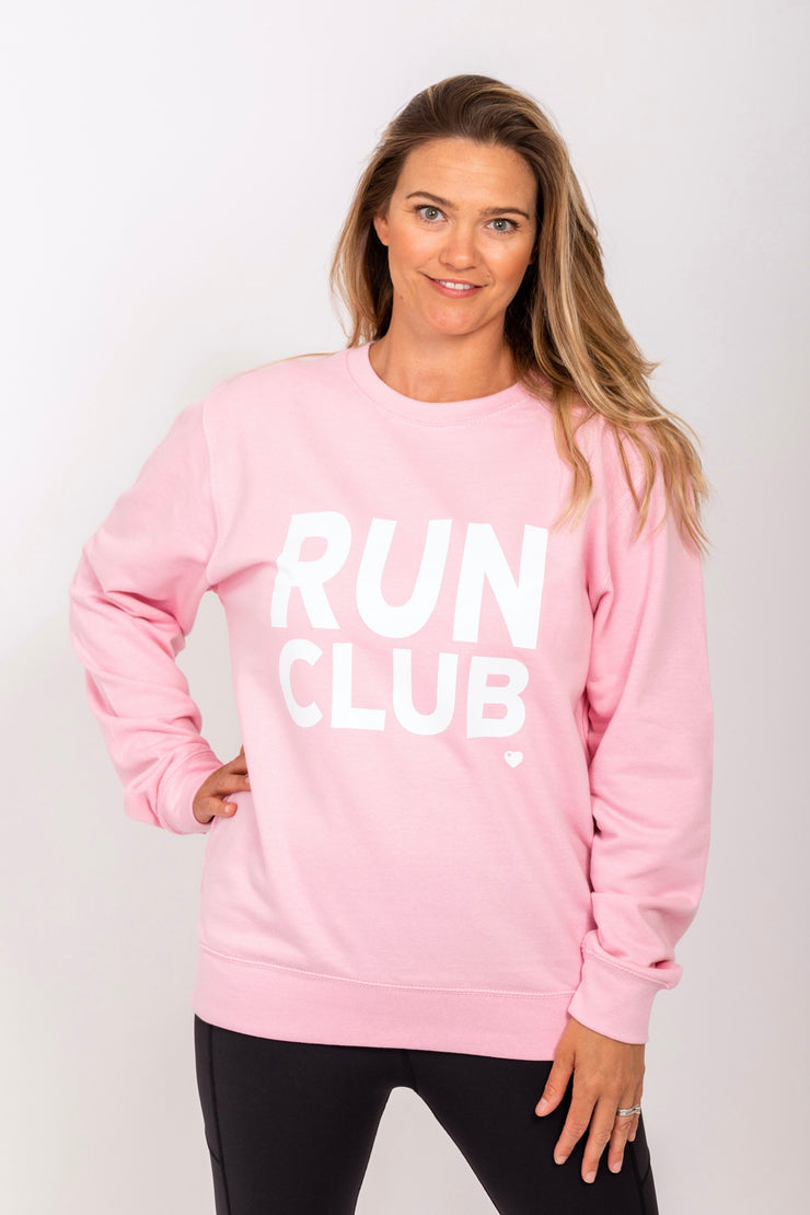 Exclusive pink & white Run Club sweatshirt