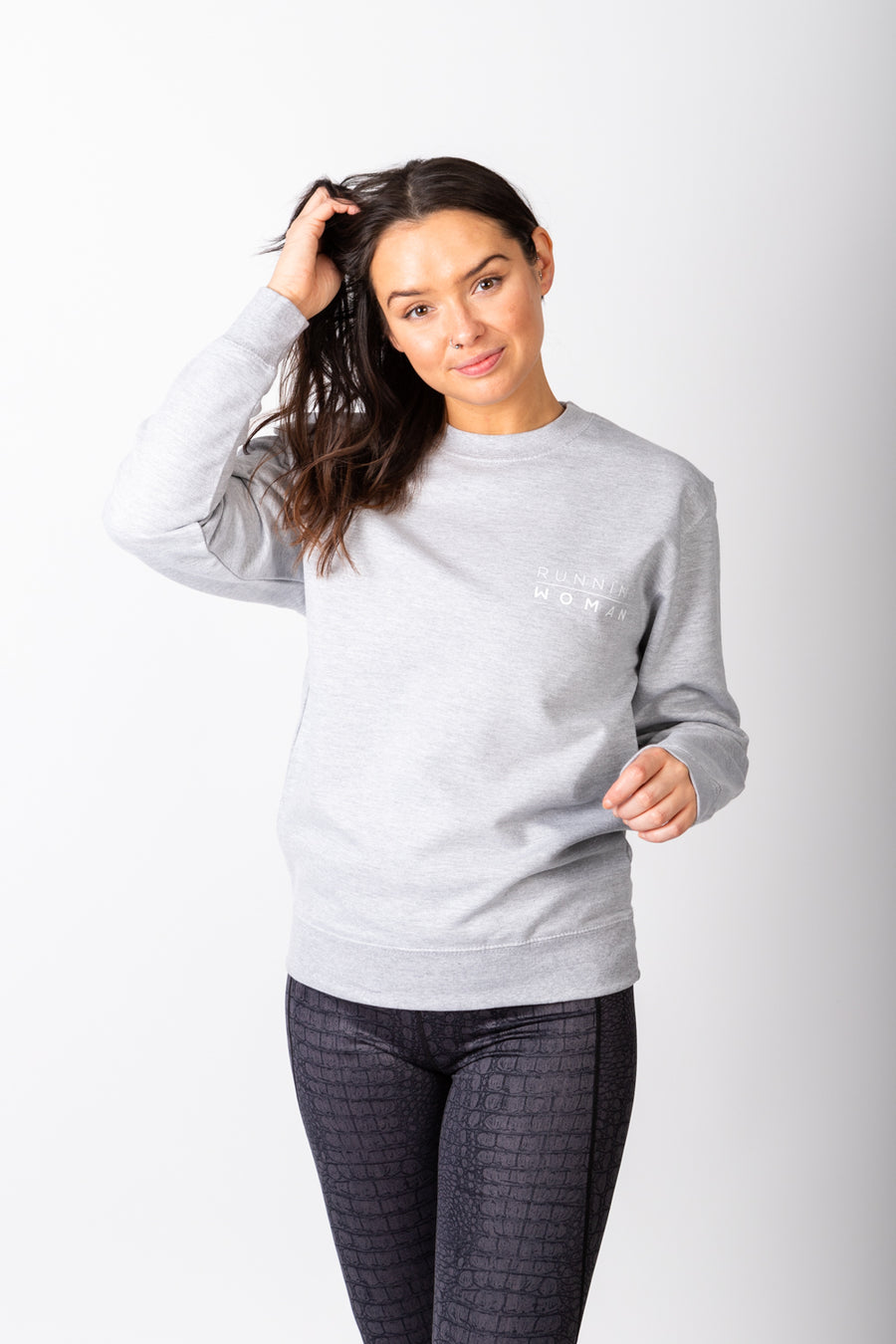 Exclusive grey & white Running Woman subtle sweatshirt