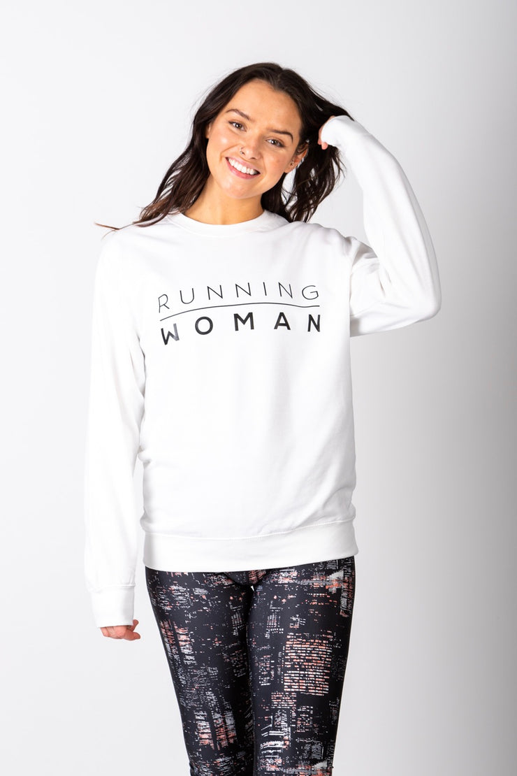 Exclusive white Running Woman sweatshirt