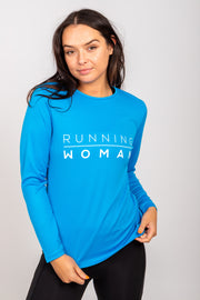 Exclusive Sapphire Blue Running Woman long-sleeve top