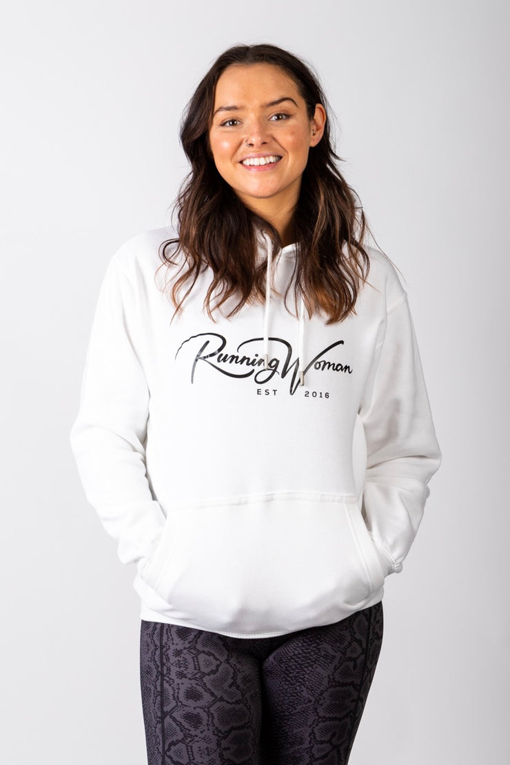 Exclusive White Running Woman Signature Hoodie