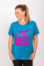 Exclusive Ink Blue & Pink Run Club Organic Slim Fit T-Shirt