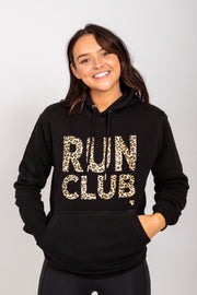 Exclusive black & leopard print Run Club hoodie