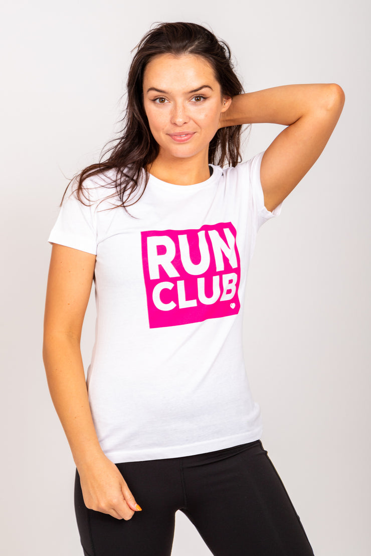 Exclusive White & Pink Run Club Organic Slim Fit T-Shirt