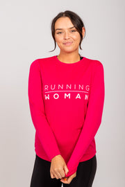 Exclusive Hot Pink Running Woman long-sleeve top