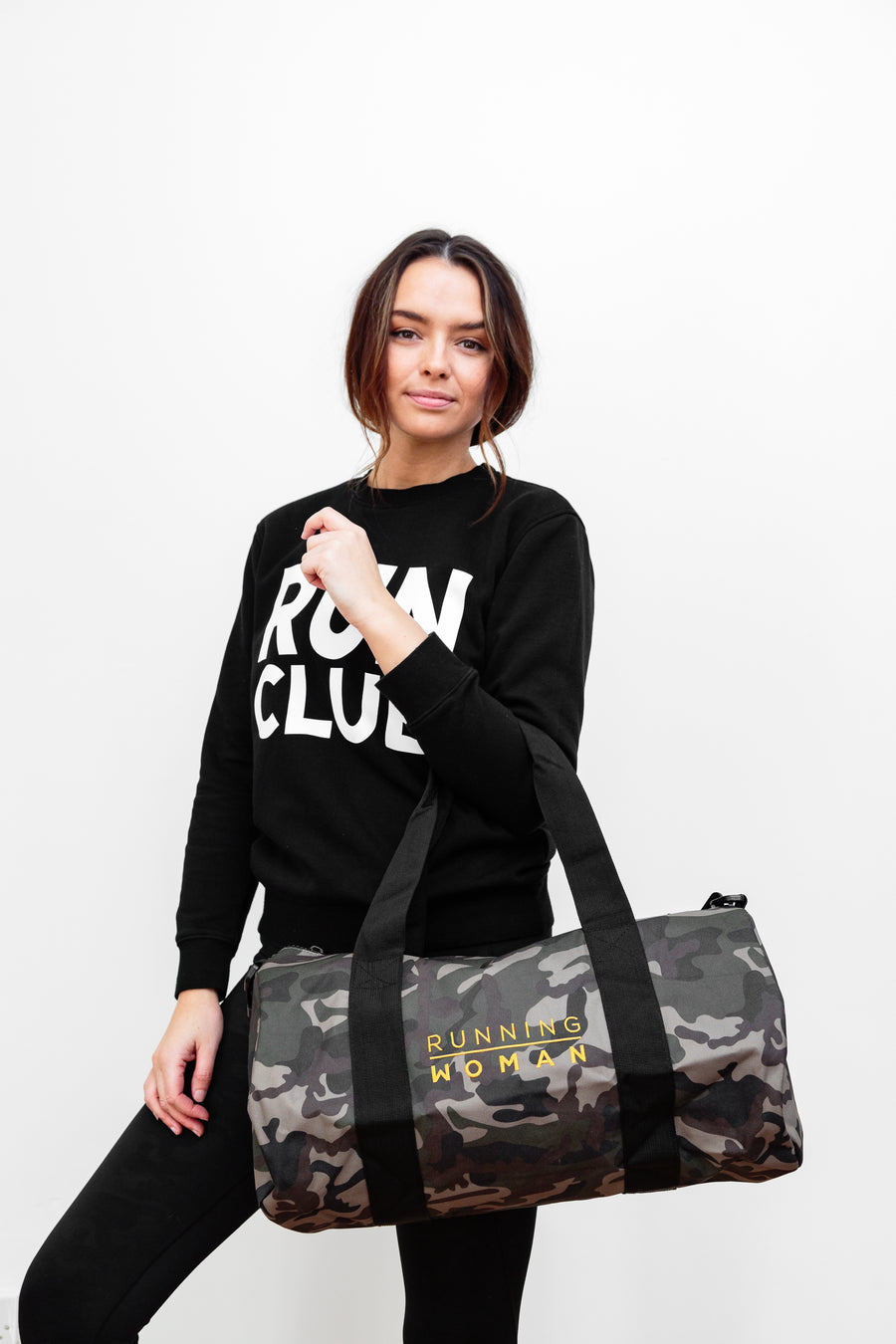 Running Woman Camo Barrel Bag