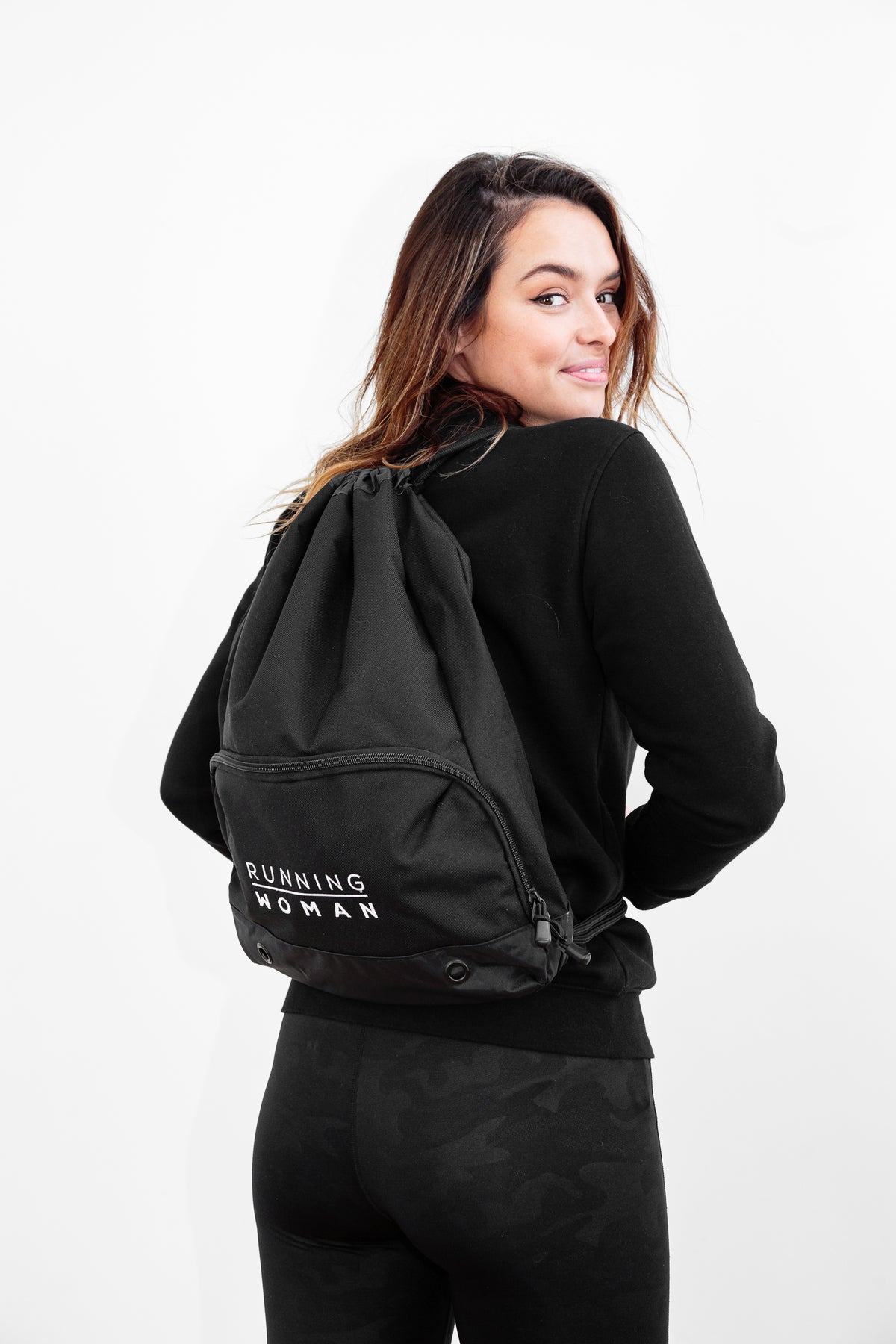 Running Woman Black Gym Sack