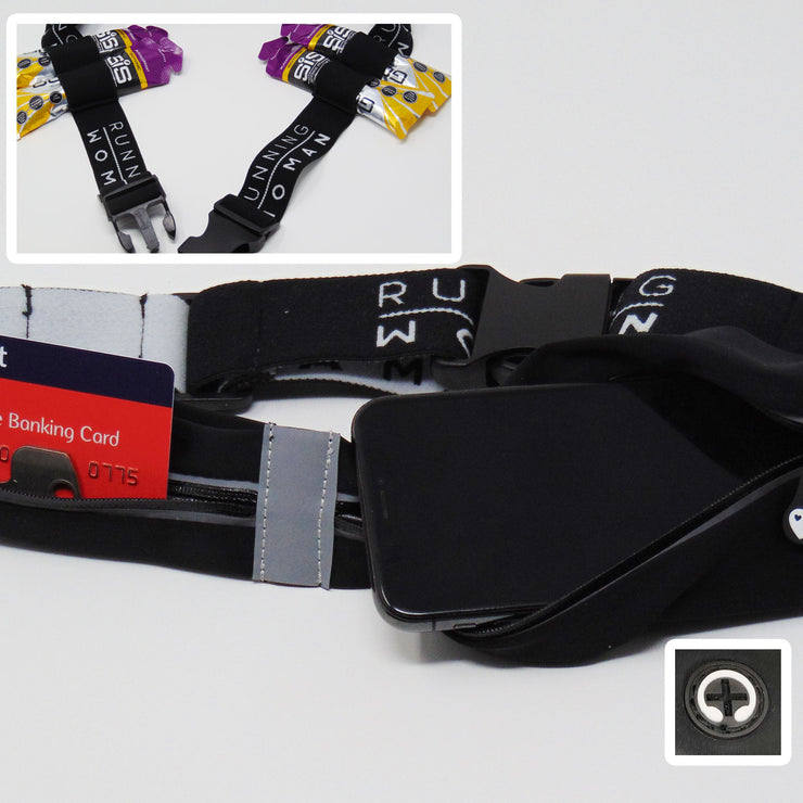 Exclusive Black Twin Pocket Running Belt with Gel Loops