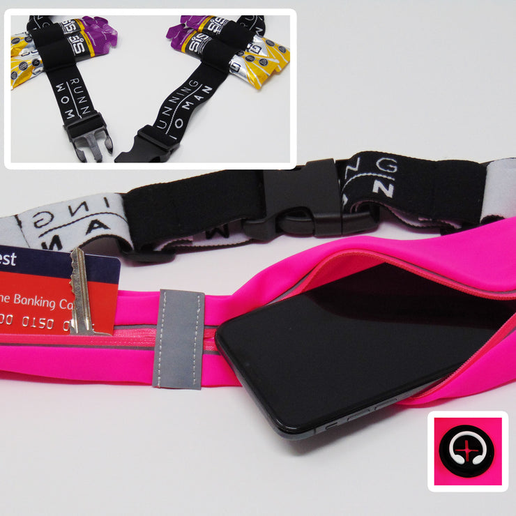 Exclusive Pink Twin Pocket Running Belt with Gel Loops